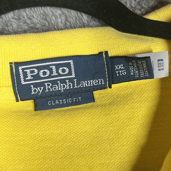 Polo Ralph Lauren Polo Shirt Mens 2XL Classic Fit Distressed Look Mesh Yellow - Picture 5 of 16